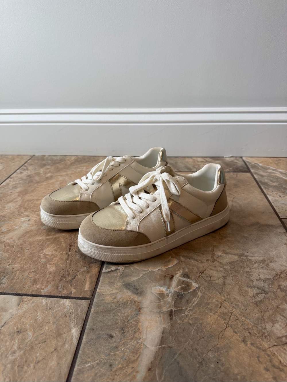 MIA White and Gold Platform Athletic Sneakers